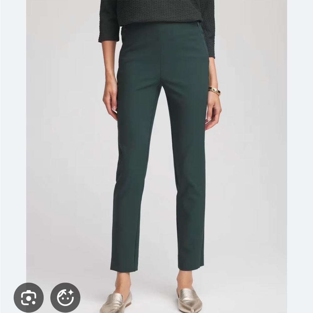 NWT Rafaella Sport Forest Green Slim High Rise Pleated Women's Pants Size Small